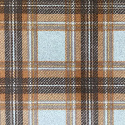 Tartan Plaid Velvet Fabric | Orange, Taupe, Grey | Heavyweight Upholstery | Microfiber Velvet | 54 wide | By The Yard