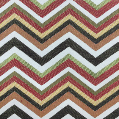 Grand Reggae in Multi | Upholstery & Heavy Curtain Fabric | Chevron in Orange / Red / Brown / Off White / Green | 54 wide | By The Yard