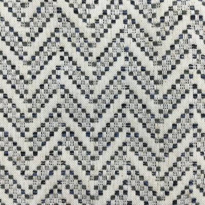 Rushmore in Slate | Upholstery & Heavy Curtain Fabric | Herringbone Chevron in Grey / Blue / Off White | 54 wide | By The Yard