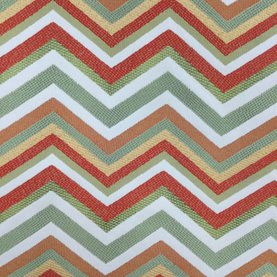 Grand Raggae in Gold | Upholstery & Heavy Curtain Fabric | Chevron in Gold / Green / Red / Off White | 54 wide | By The Yard