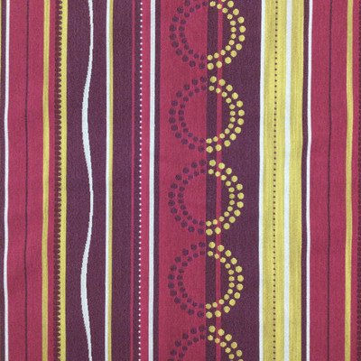 Stripes and Circles Jacquard Fabric | Purple / Fuchsia / Gold / White | Heavyweight | Upholstery | 54" Wide | By the Yard