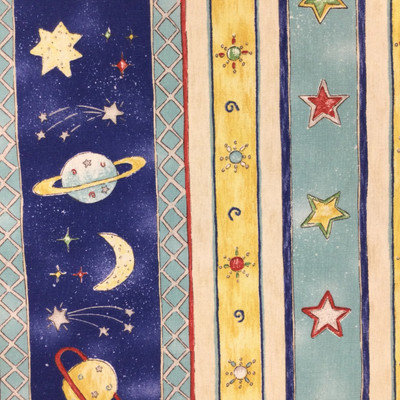 Space Stripes in Blue / Yellow / Red | Home Decor Fabric | Children | Cotton  | 54 Wide | By the Yard