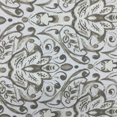 Contemporary Damask Jacquard Fabric | Taupe / Off White | Heavyweight Upholstery | 54" Wide | By the Yard | Sophia in Sesame