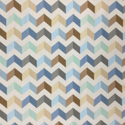 Color Block Chevron Waverly Fabric | Blue / Off White / Brown / Grey | Upholstery / Drapery | 54" Wide | By the Yard | Waverly "Jas Tip Top" Ethereal