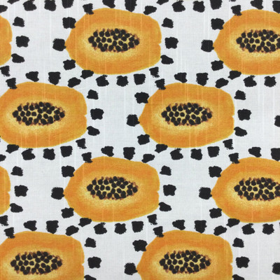 Papaya Home Decor Fabric | Orange / Black / Off White / Brown | Upholstery / Drapery | 54" Wide | By the Yard |  Genevieve Gorder "Maya Papayas" Tiger Lily