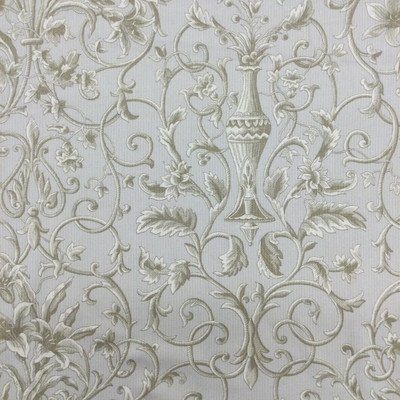 Vine Damask Fabric  | Off-White / Beige | Home Decor / Drapery | 54" Wide | By the Yard | Marly in Celadon