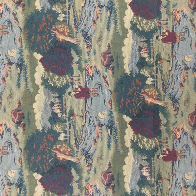 Fly Fishing Tapestry Fabric | Green / Red / Brown / Blue | Medium Weight Upholstery | 54" Wide | By the Yard | Hancock in Forest