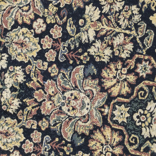 Traditional Damask Jacquard Fabric | Black / Tan | Heavyweight