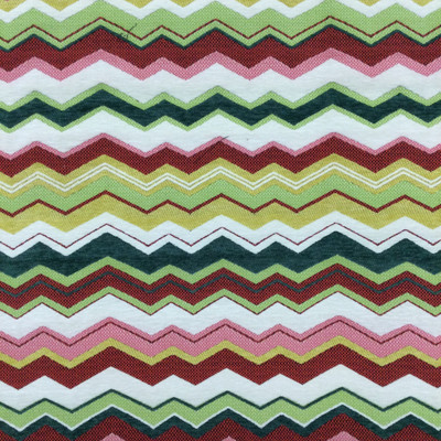 Chevron Jacquard Fabric | Pink / Red / Green / Off White | Heavyweight Upholstery | 54" Wide | By the Yard | Sneak Peak in Fiesta