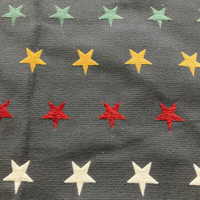 Chenille Stars Jacquard Fabric | Navy Blue / Red / Gold / Green / White | Heavyweight Upholstery | 54" Wide | By the Yard | Five Points in Enquiring Minds