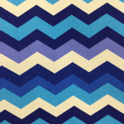 Chevron in Blues and Off-White | OUTDOOR Home Decor Fabric | Upholstery / Cushions | Water Friendly | 54" Wide | By the Yard | Panama Wave in Azure