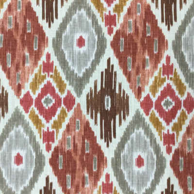 Ikat Diamonds Home Decor Fabric |  Clay / Grey / Brown | Upholstery / Drapery | 54" Wide | By the Yard | Kaufmann "Harlequin" Kilim