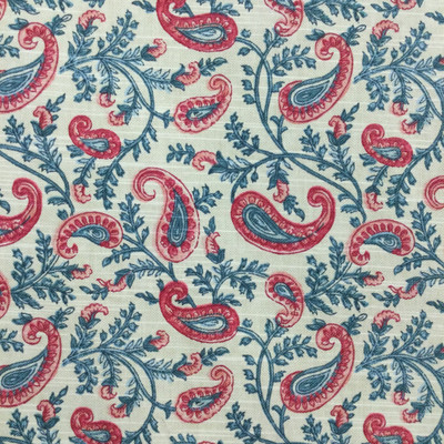 Paisley Floral | Waverly Fabric | Teal / Red | Home Decor / Drapery | 54" Wide | By the Yard | Waverly Token in Jewel