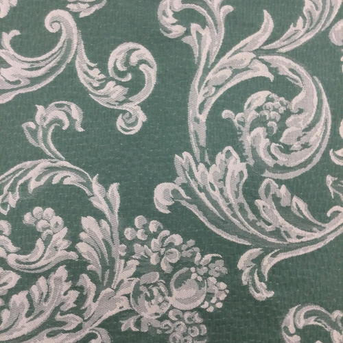 Damask Jacquard Fabric, Green / Off White, Upholstery / Slipcovers, Medium Weight, 54 Wide