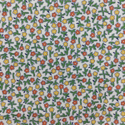 Floral in Orange / Yellow / Green / White | Quilting Fabric | 44" Wide | 100% Cotton | By The Yard | P&B Textiles "Squire Lane"