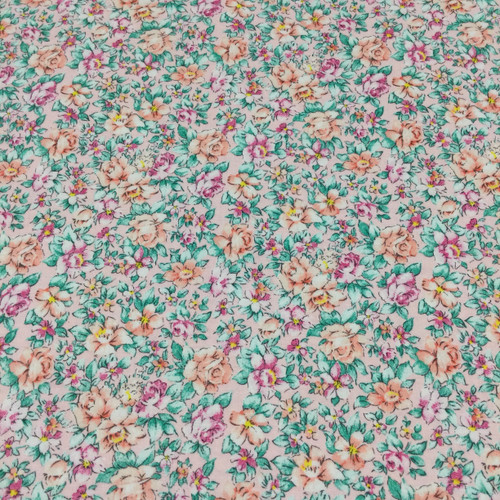 Floral in Pink / Peach / Green | Quilting Fabric | 44