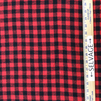 Buffalo Plaid Flannel Fabric in Red and Black | Apparel / Blankets | 54" Wide | By the Yard