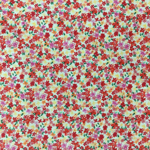 Floral in Red / Purple / Orange / White Quilting Fabric 44" Wide