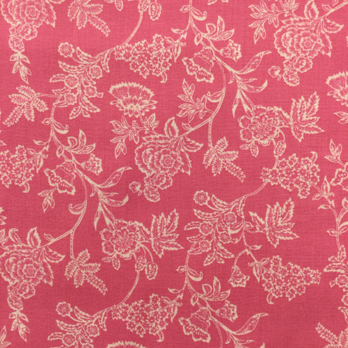Botanical Floral in Pink and White Quilting Fabric 44" Wide 100