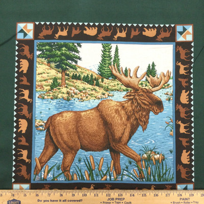 Bull Moose Pillow Panel Fabric | 36Inch Panel | Maine Wildlife | Quilting Panel | 44 Inch Wide | 100% Cotton | Sold by the Panel