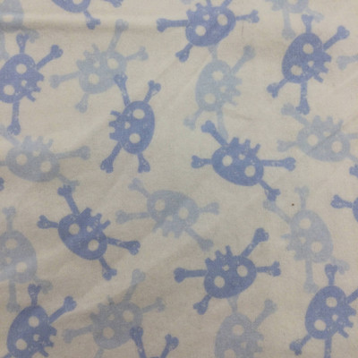 Tossed Skulls | Blue on White | Juvenile Flannel Fabric | 44 Wide | 100% Cotton | By The Yard