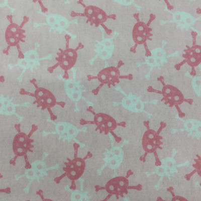 Tossed Skulls | Pink on Pink Juvenile Flannel Fabric | 44 Wide | 100% Cotton | By The Yard