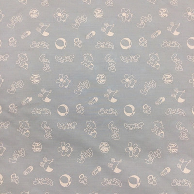 White Mini Baby Print on Light Blue Fabric  | 100% Cotton | 60 inch Wide | By the Yard