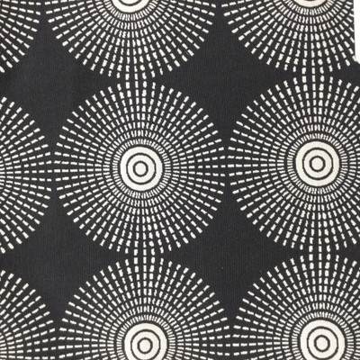 Sunburst Geometric Fabric in Black and Off White | Home Decor / Upholstery / Drapery | 65% Cotton / 35% Polyester | 54" W | Regal Fabrics "Sunburst in Black"