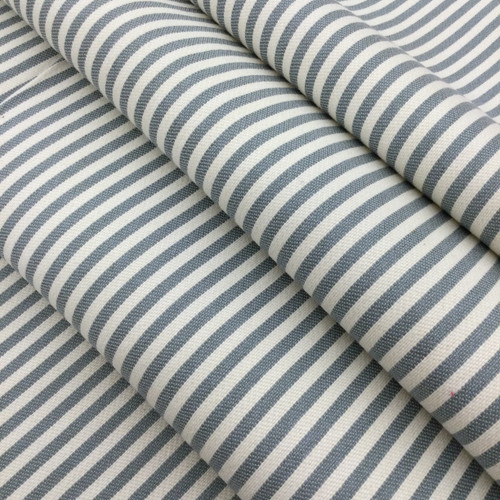 Striped Fabric in Blue-Grey and Off White | Upholstery / Slipcovers ...