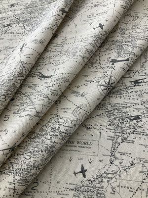 Premier Prints Air Traffic Felix/Natural | Medium Weight Duck Fabric | Home Decor Fabric | 54" Wide