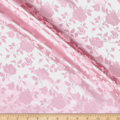 Rose Satin Jacquard Pink | Lightweight Jacquard, Satin Fabric | Home Decor Fabric | 58" Wide