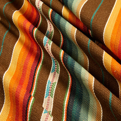 Laura & Kiran Outwest Stripes Rio Grande Basketweave Brown Multi | Heavyweight Basketweave Fabric | Home Decor Fabric | 54" Wide