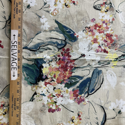 Swavelle Sisley Garden Barkcloth Teaberry | Medium Weight Barkcloth Fabric | Home Decor Fabric | 54" Wide