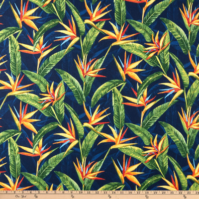 STOF France Strelitzia Bleu | Medium Weight Duck Fabric | Home Decor Fabric | 55" Wide