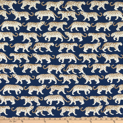 PKL Studio Tiger Walk Indoor/Outdoor Navy | Medium Weight Outdoor Fabric | Home Decor Fabric | 54" Wide