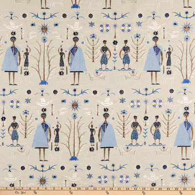 Hilary Farr Come Together Embroidered Dream Blue | Medium Weight Woven Fabric | Home Decor Fabric | 55" Wide