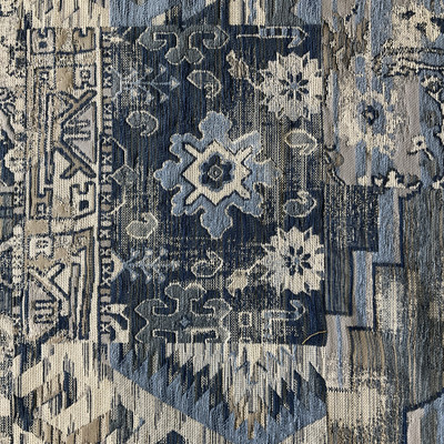 Artistry Tribal Southwest Graze Chenille Jacquard Indigo | Very Heavyweight Jacquard, Chenille Fabric | Home Decor Fabric | 56.5" Wide