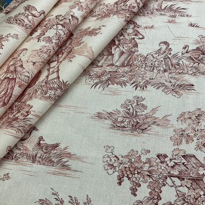 Covington Pastorale Toile Duck White/Red | Medium Weight Duck Fabric | Home Decor Fabric | 54" Wide