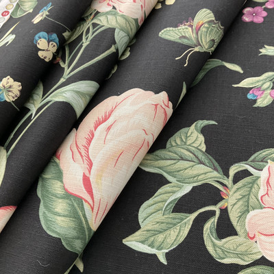 Williamsburg Garden Images Noir | Lightweight Duck Fabric | Home Decor Fabric | 54" Wide