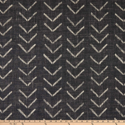 PKL Studio Bogolan Sky Linen Ebony | Medium/Heavyweight Linen Fabric | Home Decor Fabric | 54" Wide