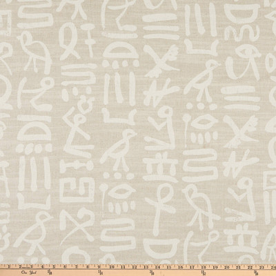 PKL Studio Story Teller Linen Chalk | Egyptian Hieroglyphic/Symbology | Medium/Heavyweight Linen Fabric | Home Decor Fabric | 54" Wide