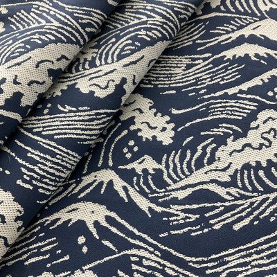 Bella Dura Home Performance Great Wave Woven Deep Sea | Medium Weight Outdoor, Woven Fabric | Home Decor Fabric | 54" Wide