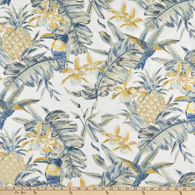 Claridge Home Amazonia Embroidered Woven Spa Blue | Medium Weight Basketweave Fabric | Home Decor Fabric | 54" Wide