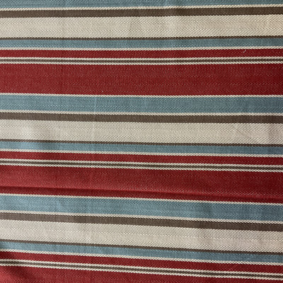 Laura & Kiran Yarn Dyed Outwest Malibu Stripe Twill Red Turquoise Multi | Medium/Heavyweight Woven Fabric | Home Decor Fabric | 56" Wide