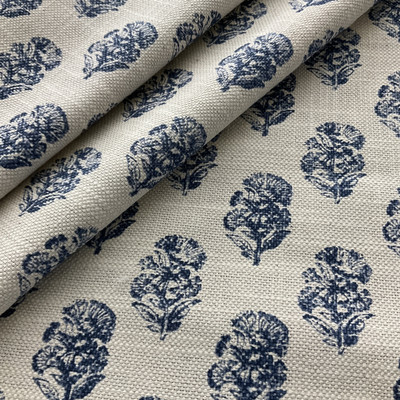 PKL Studio Posy Linen Basketweave Indigo | Medium Weight Basketweave Fabric | Home Decor Fabric | 54" Wide