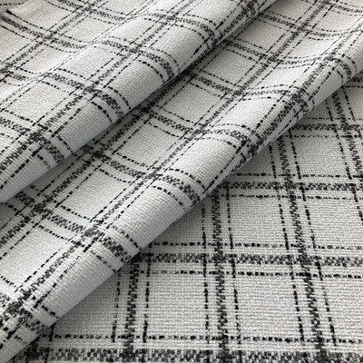 PKL Studio Glendale Plaid Chenille Domino | Medium/Heavyweight Basketweave, Chenille Fabric | Home Decor Fabric | 54" Wide