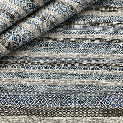 PKL Studio Kilim Bands Woven Jacquard Atlantic | Very Heavyweight Jacquard Fabric | Home Decor Fabric | 54" Wide