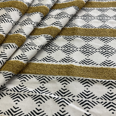 PKL Studio Stitched Path Embroidered Woven Oro | Medium Weight Duck Fabric | Home Decor Fabric | 54" Wide