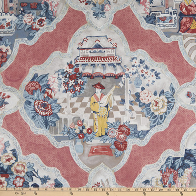 P Kaufmann Connoisseur Teahouse Toile Duck Scarlet | Medium Weight Duck Fabric | Home Decor Fabric | 54" Wide