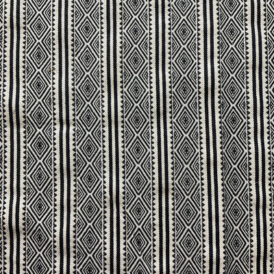 Laura & Kiran Bedouin Stripe Woven Black | Medium/Heavyweight Woven Fabric | Home Decor Fabric | 56" Wide